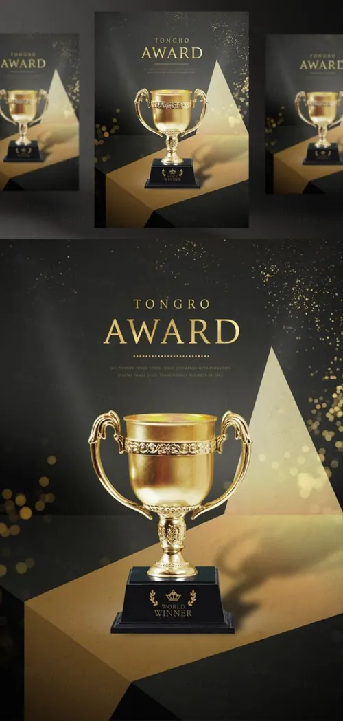年最新颁奖盛典奖杯奖牌PSD海报模版素材 World Winner Award