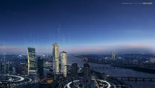 quot;城市之光quot;都市建筑夜景智慧时代未来高新科技概念宣传海报PSD模板