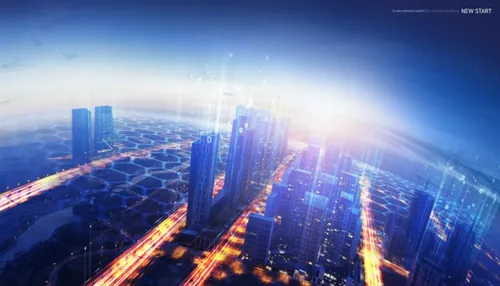 quot;城市之光quot;都市建筑夜景智慧时代未来高新科技概念宣传海报PSD模板