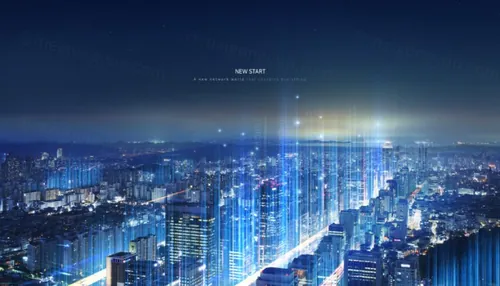 quot;城市之光quot;都市建筑夜景智慧时代未来高新科技概念宣传海报PSD模板