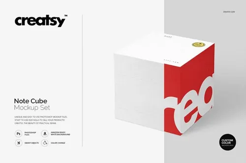 Note Cube Mockup Set CreativeMarket 样机 正方体餐巾纸盒贴图模版
