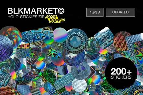 新复古设计潮流镀铬镭射标签贴纸素材大合集 BLKMARKET