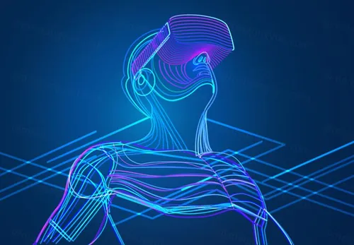 超现实未来科技感VR人工智能科技ai矢量插画