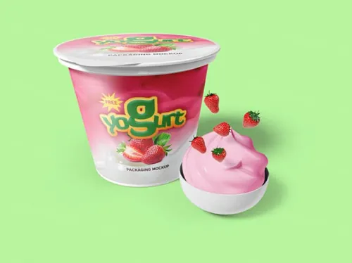 酸奶包装模型PSD贴图模板Yogurt Packaging Mockups