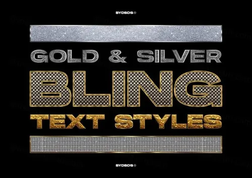 钻石黄金镶边电影立体字文本样式PSD模板 Gold  Dia