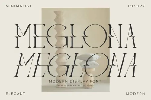 优雅奢华的标志书籍排版电影标题品牌英文衬线字体 Meglona Modern and Stylish Serif