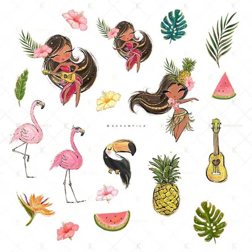 夏威夷呼啦  女孩剪贴画Hawaii_Hula_Girls_Clipart