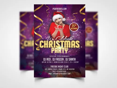Christmas Night Party Flyer Template PSD