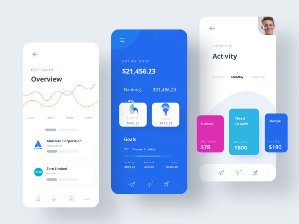 在线移动银行APP程序UI界面设计素材 Banking App UI
