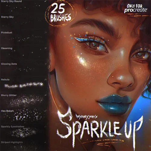 卡通动漫插画二次元美女金色blingbing闪光笔刷 Sparkle