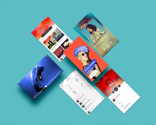 移动应用程序UI展示PSD贴图模板App Screens Mockup