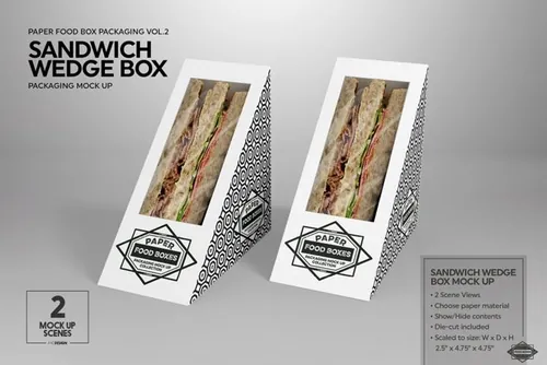 各种快餐饮料外卖包装盒包装设计贴图展示模版 VOL.2 Food Box Packaging Mockups
