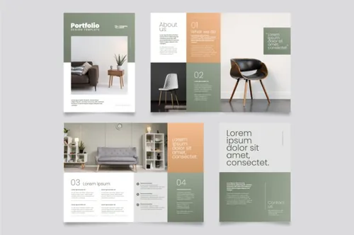 潮流渐变创意工作室简介个人简历画册手册矢量设计模板 Creative portfolio templates