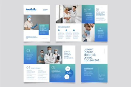 潮流渐变创意工作室简介个人简历画册手册矢量设计模板 Creative portfolio templates