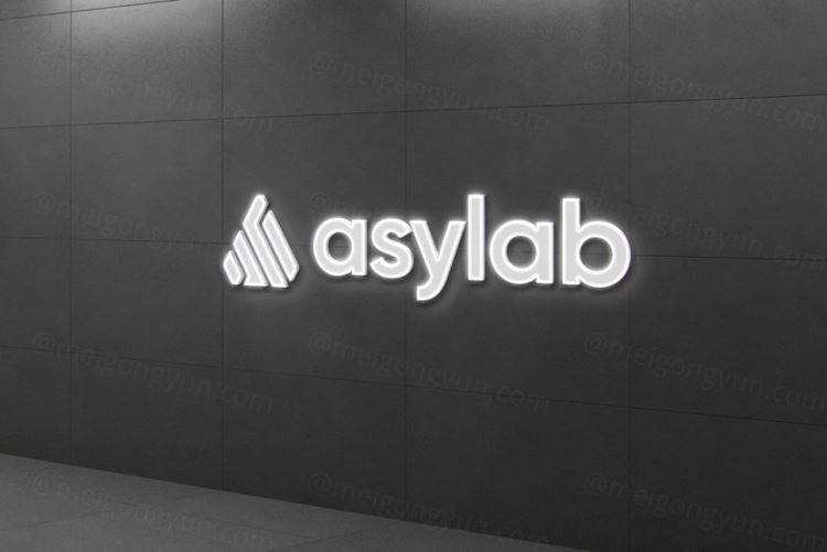 企业形象墙店面亚克力发光立体字商标提案样机模板 Logo M