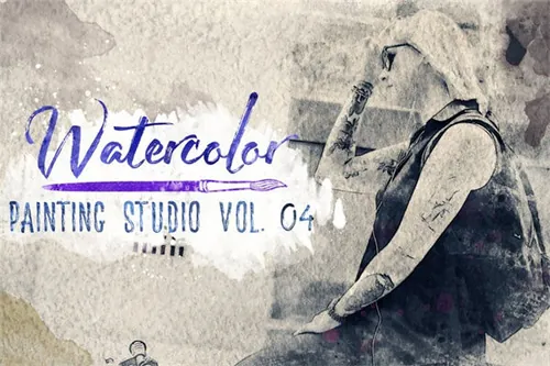 复古水彩画艺术效果 Watercolor Painting Studi