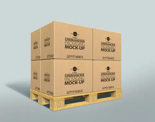 Cardboard Box PSD Mockup 一堆纸箱包装贴图展示