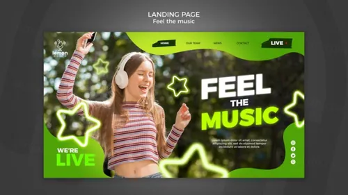 享受聆听音乐新媒体概念宣传海报PSD模板 Feel the music concept post template