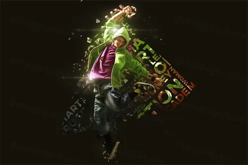 为图像添加烟雾灯光和排版效果处理艺术作品