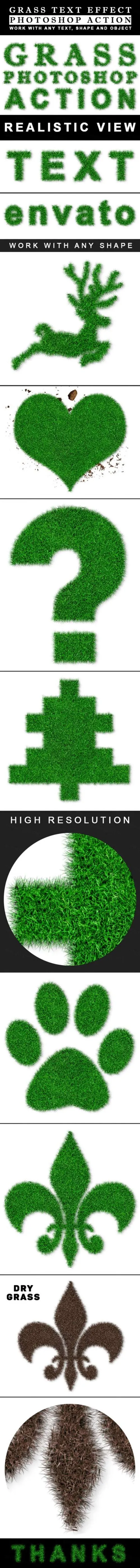 打造草地效果的文字和图形PS动作下载 Grass Effect Generator