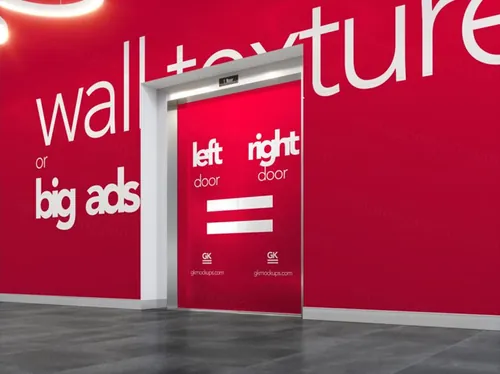 商城CBD电梯场景大幅广告设计贴图提案PSD模板 Elevator Hall