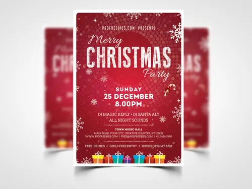 Christmas Party Flyer Template PSD
