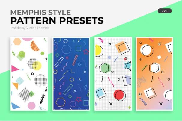 时尚清新的孟菲斯风格图案动作预设图案