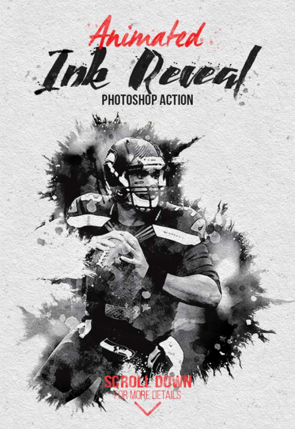 动画水墨展示的PS动作下载 Animated Ink Reveal Photoshop Action