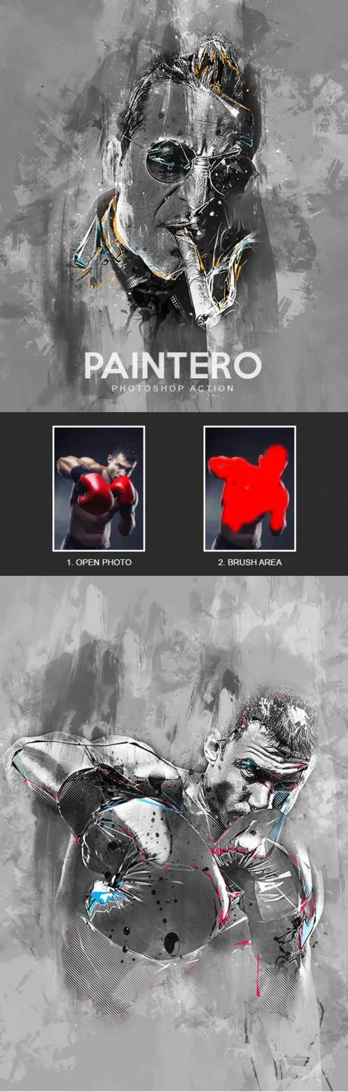 独特的照片版画效果处理的PS动作Paintero Photoshop Action