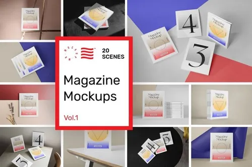 高品质杂志画册多场景展示设计贴图样机模板合辑 Magazin