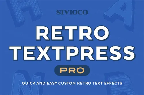简单经典的文字特效Ai动作 Retro Textpress Pro A