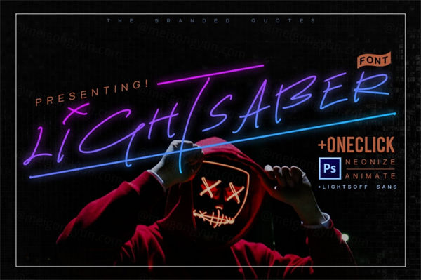 Lightsaber字体霓虹动画ps动作