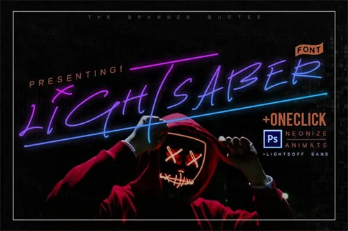 Lightsaber字体霓虹动画ps动作