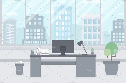 办公室场景矢量插图Office7