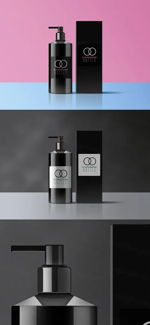 洗发水沐浴露美容产品包装设计贴图展示模版 Dispenser Bottle PSD Mockup