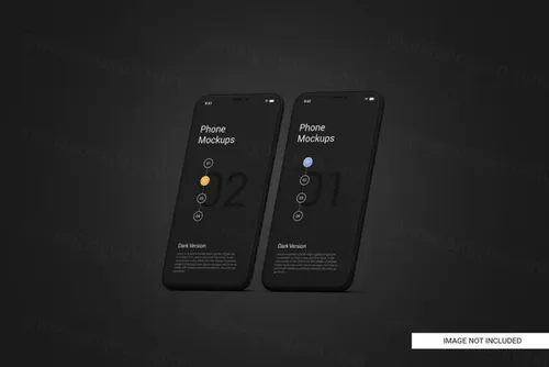 黑色手机白模APP设计提案UI贴图界面展示样机模板 Black mobile phone screen mockup