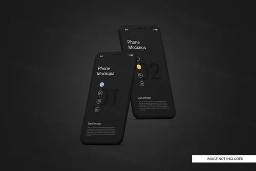 黑色手机白模APP设计提案UI贴图界面展示样机模板 Black mobile phone screen mockup