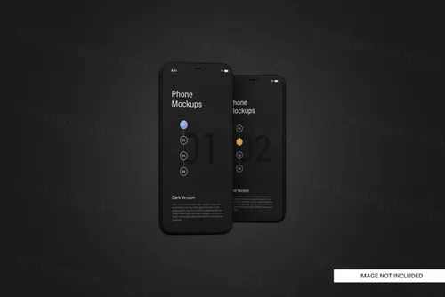 黑色手机白模APP设计提案UI贴图界面展示样机模板 Black mobile phone screen mockup