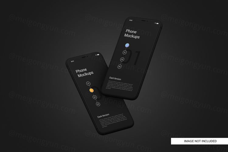 黑色手机白模APP设计提案UI贴图界面展示样机模板 Black mobile phone screen mockup