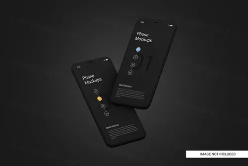 黑色手机白模APP设计提案UI贴图界面展示样机模板 Black mobile phone screen mockup