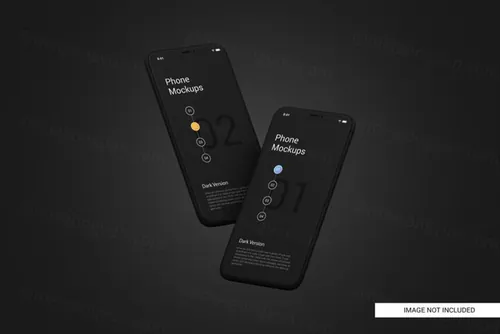 黑色手机白模APP设计提案UI贴图界面展示样机模板 Black mobile phone screen mockup