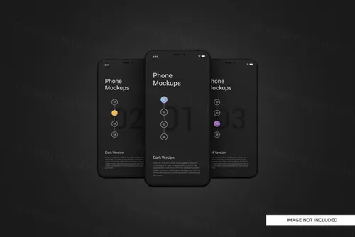 黑色手机白模APP设计提案UI贴图界面展示样机模板 Black mobile phone screen mockup