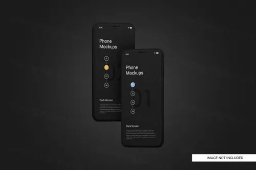 黑色手机白模APP设计提案UI贴图界面展示样机模板 Black mobile phone screen mockup