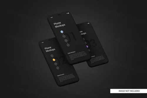 黑色手机白模APP设计提案UI贴图界面展示样机模板 Black mobile phone screen mockup