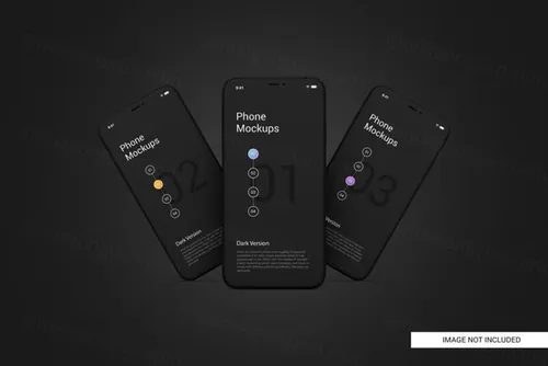 黑色手机白模APP设计提案UI贴图界面展示样机模板 Black mobile phone screen mockup