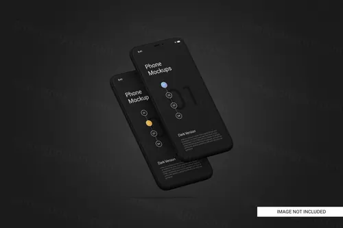 黑色手机白模APP设计提案UI贴图界面展示样机模板 Black mobile phone screen mockup