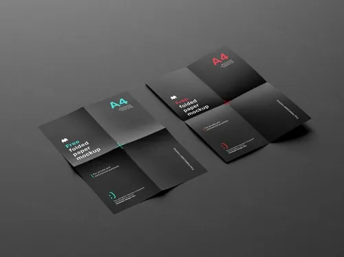 有折叠折痕的A4纸单页传单设计提案样机PSD模板 Folded Paper Mockup