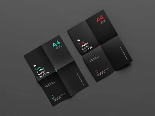 有折叠折痕的A4纸单页传单设计提案样机PSD模板 Folded Paper Mockup