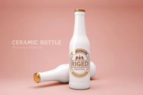 C4D陶瓷质感的瓶子包装设计VI样机ceramic-bottle-psd-mock-up