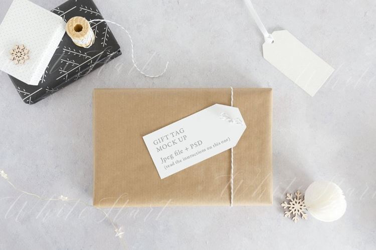 圣诞节礼物标签样机模型 Christmas gift tag mock up